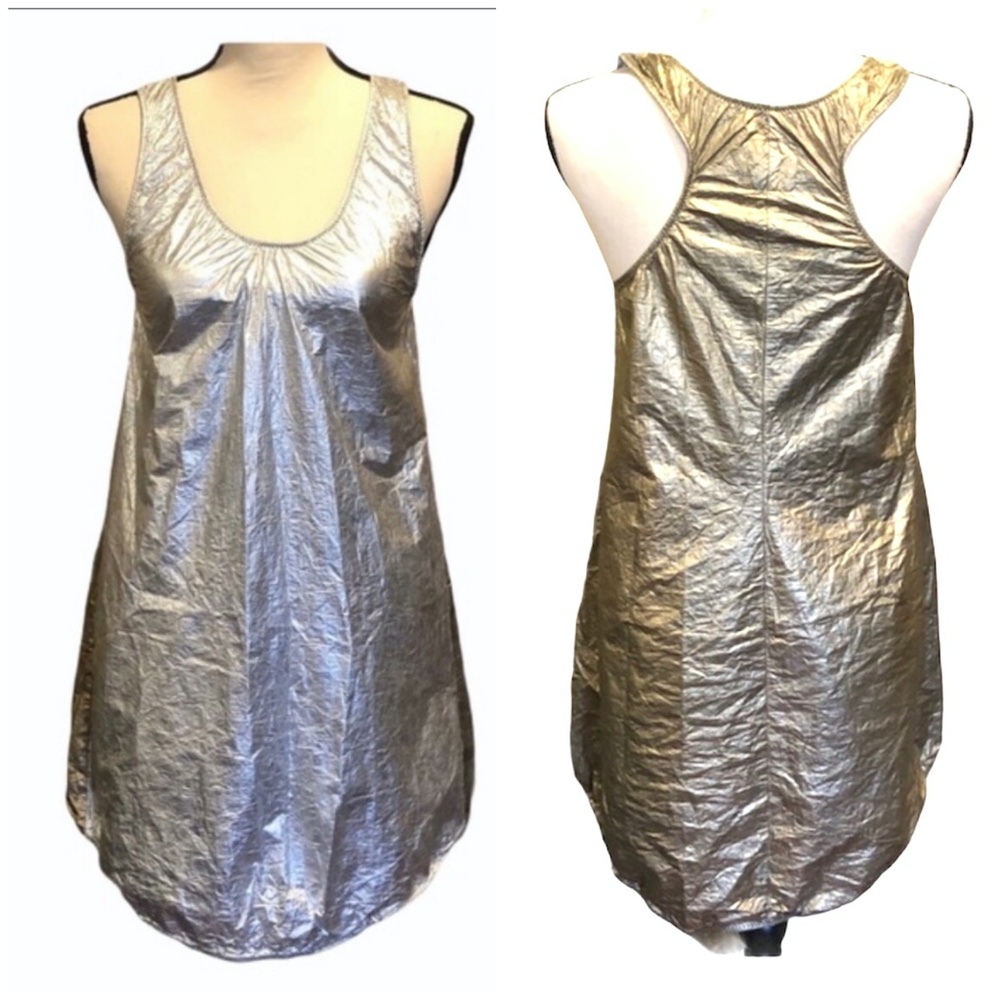 PIPIT METALLIC SILVER FRONT & GOLD BACK TYVEK SLEEVELESS TANK DRESS